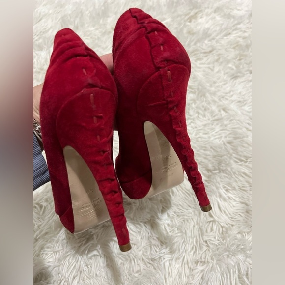 Miu Miu Peep Toe Suede Hells - size 39 US 8.5 - Picture 3 of 9